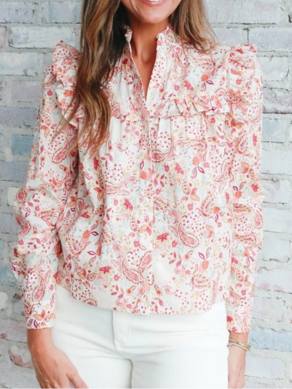 Pinch Cream Blouse Paisley Top